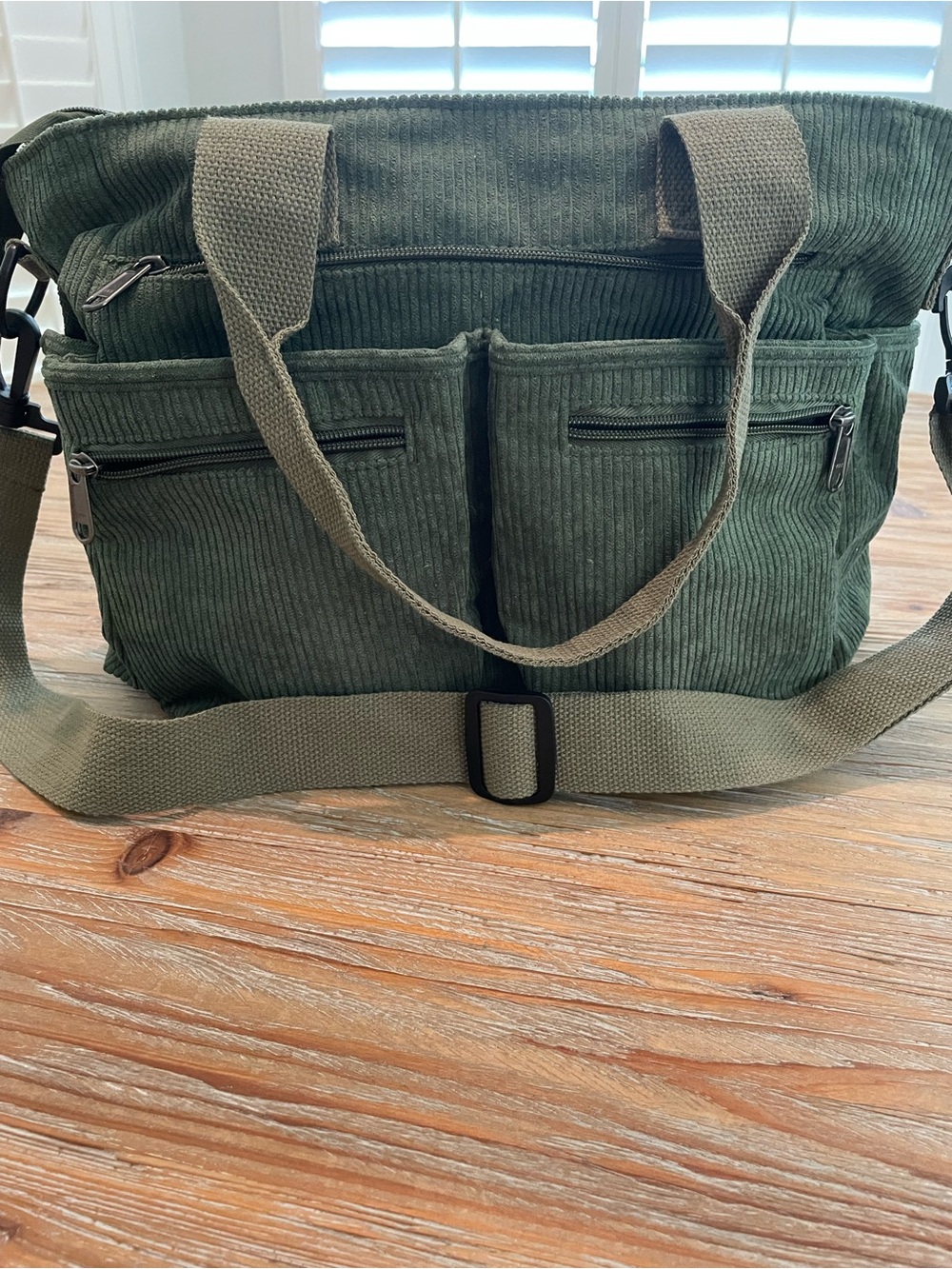 Olive Green Corduroy Messenger Bag